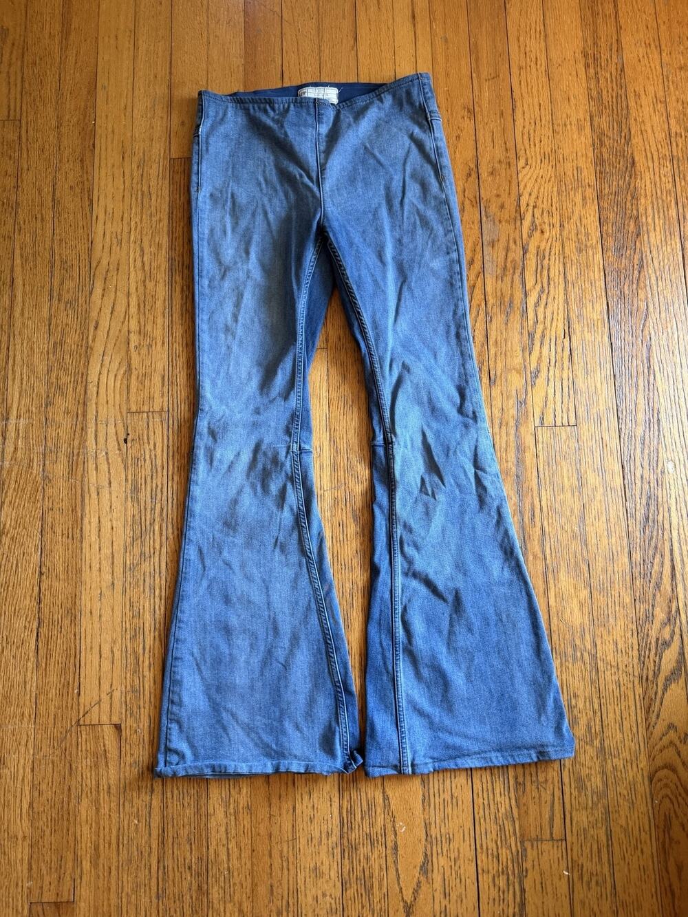 Free People Womens 27 High Rise Pull On Flare Leg Jeans